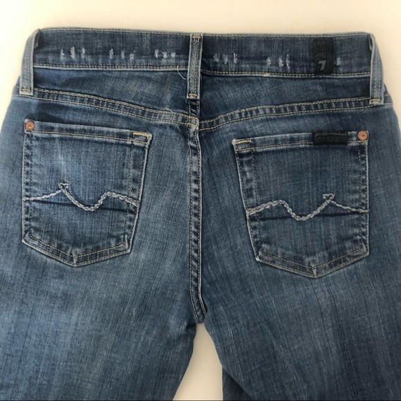 7 For All Mankind Denim Low Rise Medium Wash Straight Leg Jeans Size 25 - Picture 7 of 16